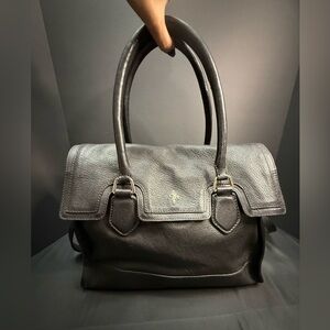 Cole Haan Black Pebbled Leather Bag Satchel Work Computer Crossbody Brooke